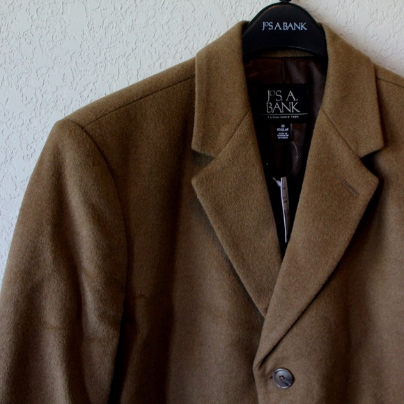 Tan Wool Overcoat - Men's - Jos. A Bank Size 40R - Picture 1 of 5